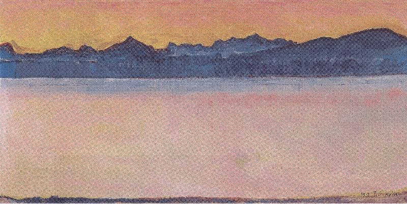 Ferdinand Hodler Genfersee mit Mont Blanc im Morgenrot